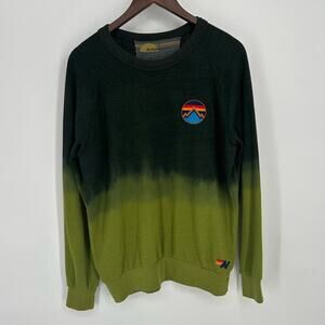 Aviator Nation RARE Dip Dye Ombre Green Embroidered Pullover Sweatshirt Small S